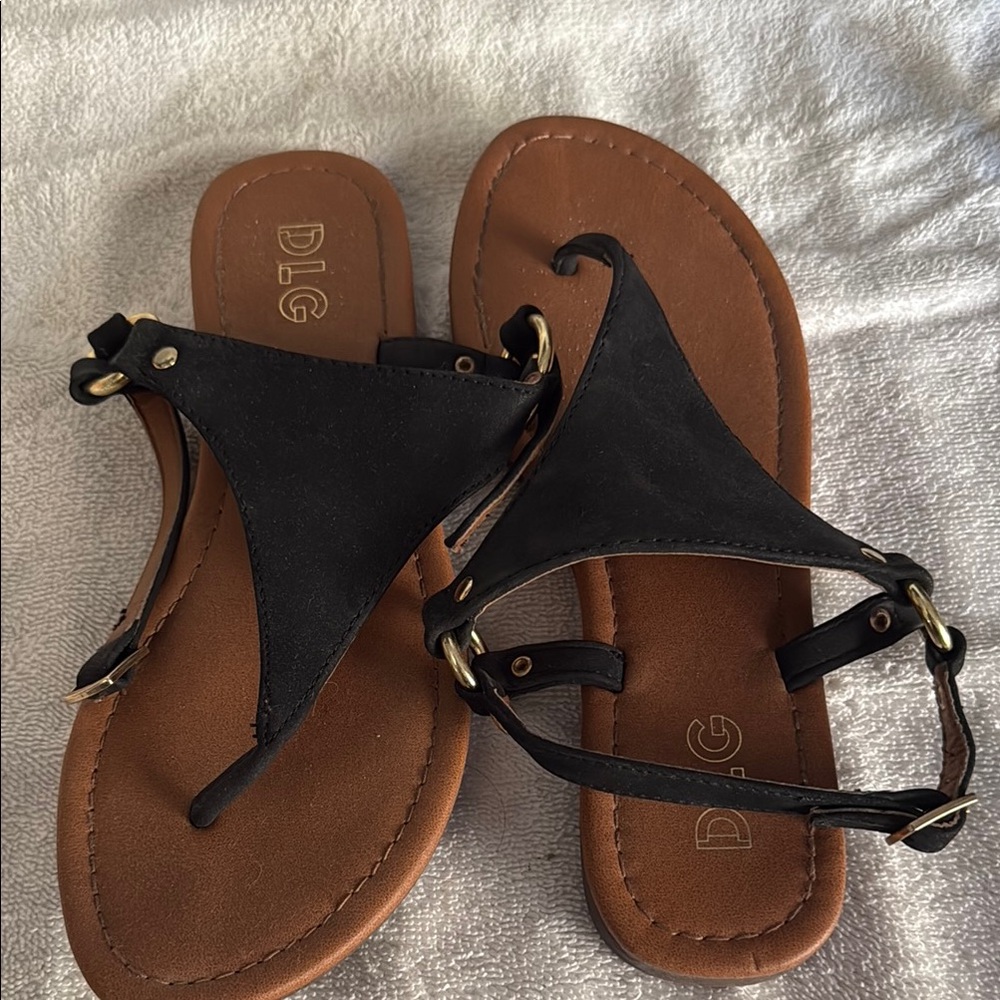 DLG Black and Brown Sandals with Ankle Strap